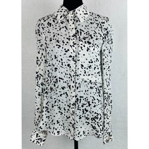 HAUTE HIPPIE • Dalmatian Print Semi-Sheer Button-Down Long Sleeve Shirt - Picture 11 of 11